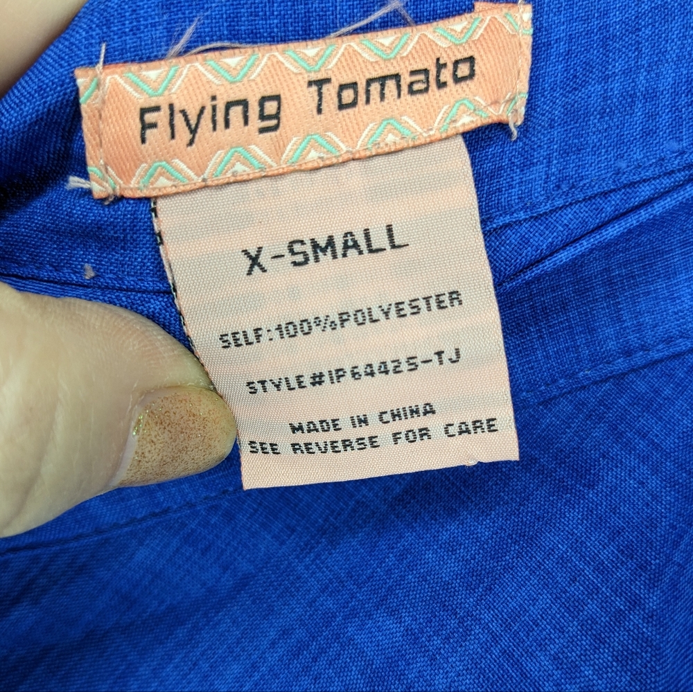 Flying Tomato Cobalt Blue Surplice Wide Leg Belted Jumpsuit, XS - Picture 9 of 10